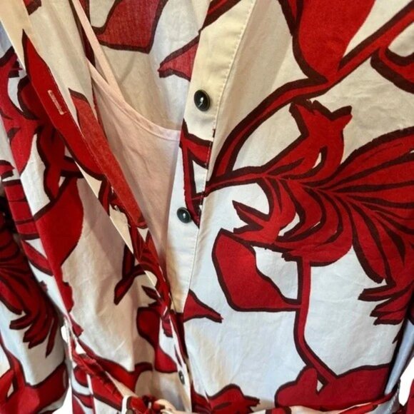 ANTHROPOLOGIE | Maeve Red Floral Printed Shirt Dress M - Picture 5 of 6